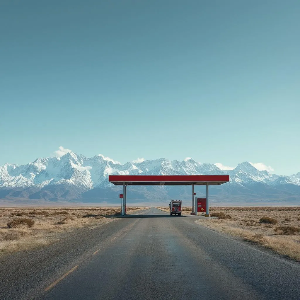Estación de servicio en la ruta patagónica