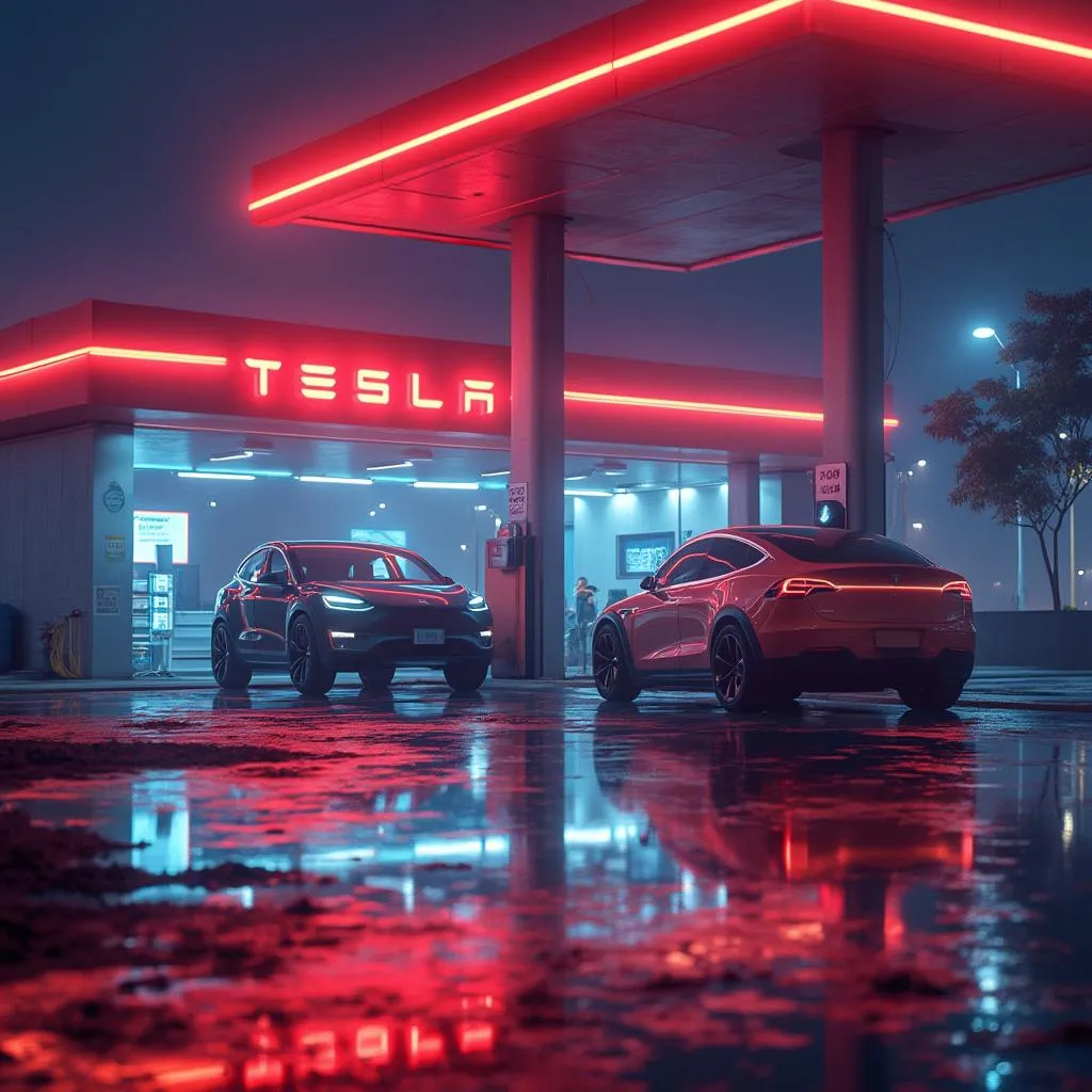 Punto de carga para vehículos eléctricos en estación de servicio
