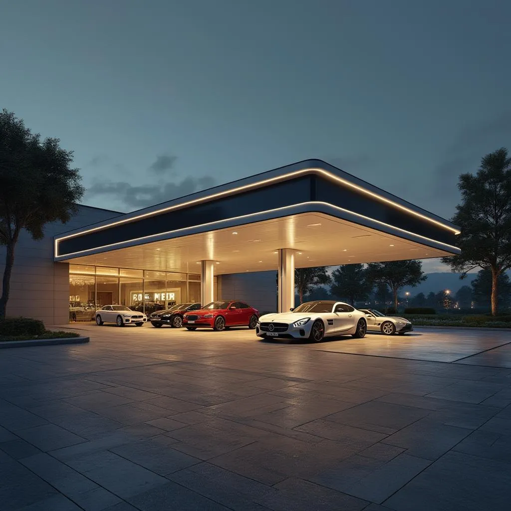 Estación de servicio premium con arquitectura moderna
