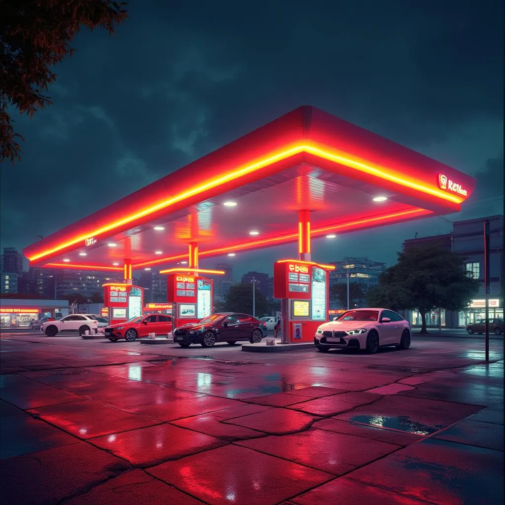 Estación de servicio urbana moderna en Buenos Aires