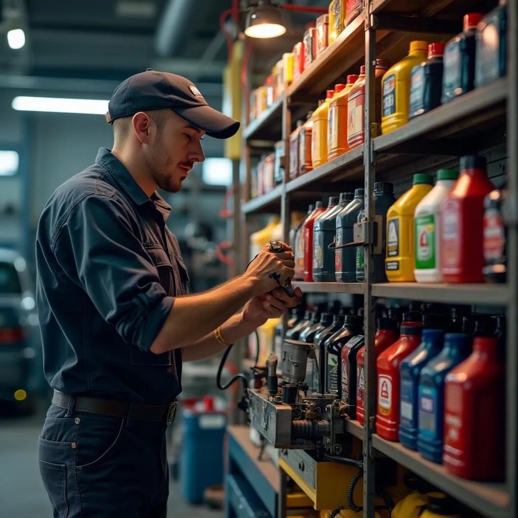 Lubricentro con técnicos realizando cambio de aceite