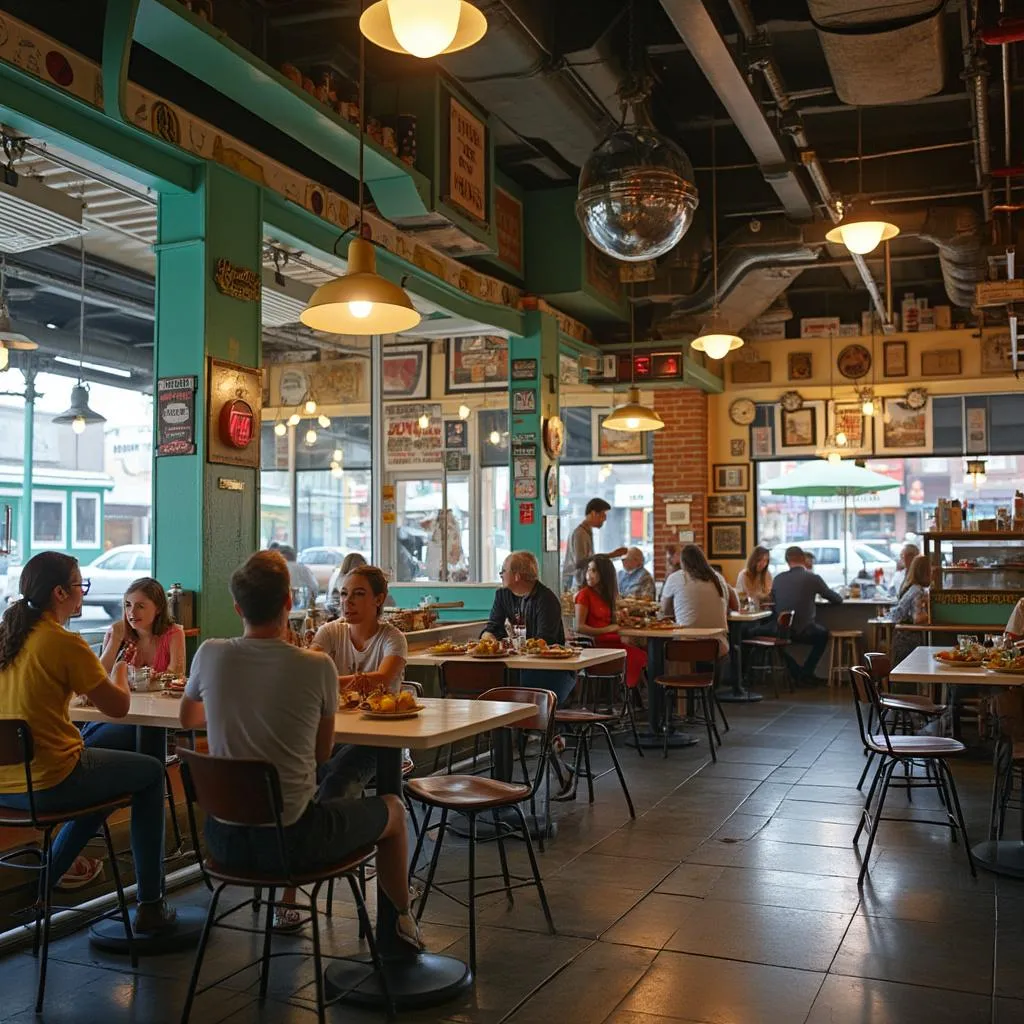 Restaurante moderno dentro de estación de servicio